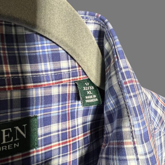 Ralph Lauren Men's Blue Plaid Long-Sleeve Button-Up Shirt XL - Picture 3 of 7